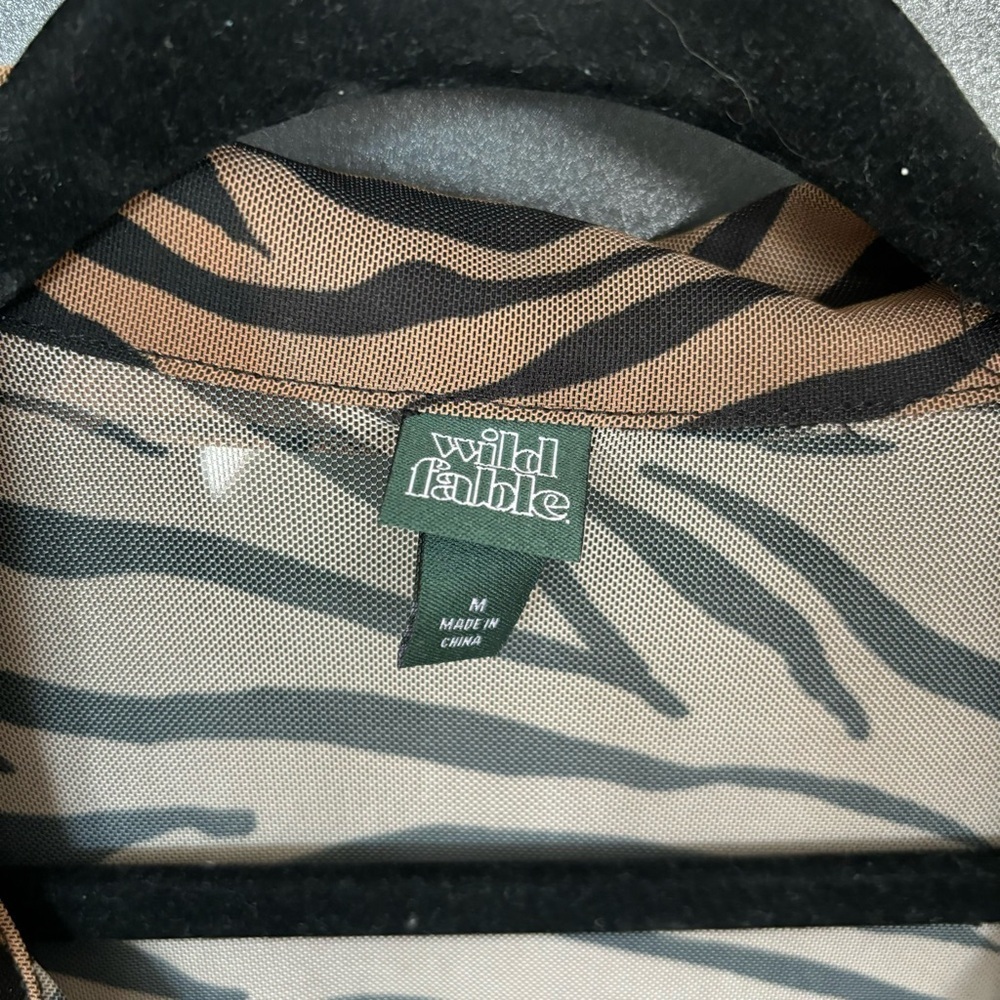 Wild Fable Sheer Tiger Print Button Down Dress - size M - Picture 2 of 5